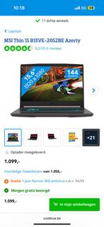 MSI Thin 15 B13VE-2052BE Azerty, Computers en Software, Windows Laptops, Ophalen of Verzenden, Zo goed als nieuw, Azerty