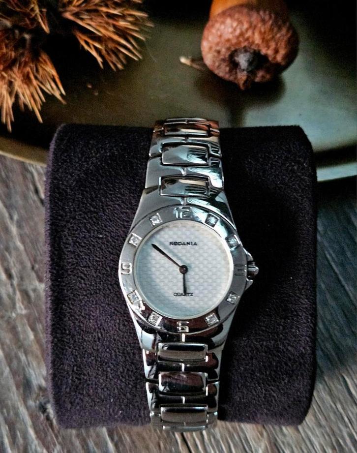 Rodania - Diamant randafwerking, Handtassen en Accessoires, Horloges | Dames, Gebruikt, Polshorloge, Overige merken, Staal, Staal