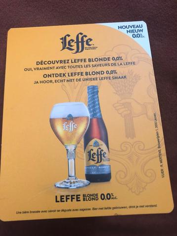Panneau publicitaire de table Leffe Blond 0.0% 12x9cm, Enlèvement ou Envoi, Neuf, Leffe