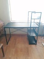 Zwart metalen bureau met planken, Huis en Inrichting, Bureaus, Gebruikt, Ophalen of Verzenden, Bureau