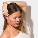 14K vergulde Spike Pencil Cut grijze maansteen oorbellen, Nieuw, Ophalen of Verzenden, Met edelsteen, Goud