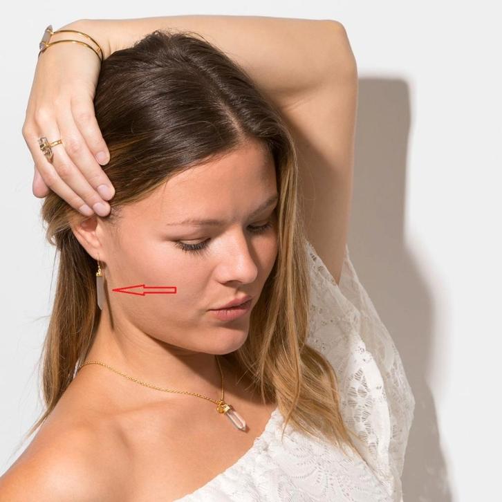 14K vergulde Spike Pencil Cut grijze maansteen oorbellen, Bijoux, Sacs & Beauté, Boucles d'oreilles, Neuf, Argent, Or, Avec pierre précieuse