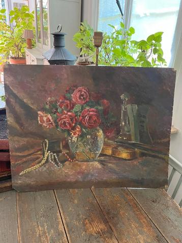 PRACHTIG SCHILDERIJ STILLEVEN KUNST BLOEMEN GROOT beschikbaar voor biedingen
