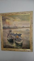 Boten Olieverf Op Doek, Antiek en Kunst, Kunst | Schilderijen | Klassiek, Ophalen of Verzenden