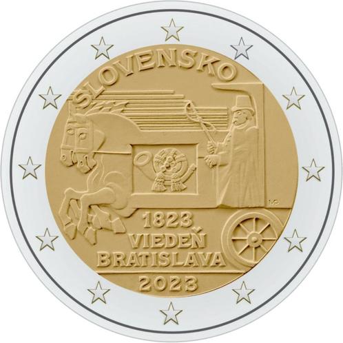 2 euro Slowakije 2023 - 200e verjaardag snelpostdienst (UNC), Postzegels en Munten, Munten | Europa | Euromunten, Losse munt, 2 euro
