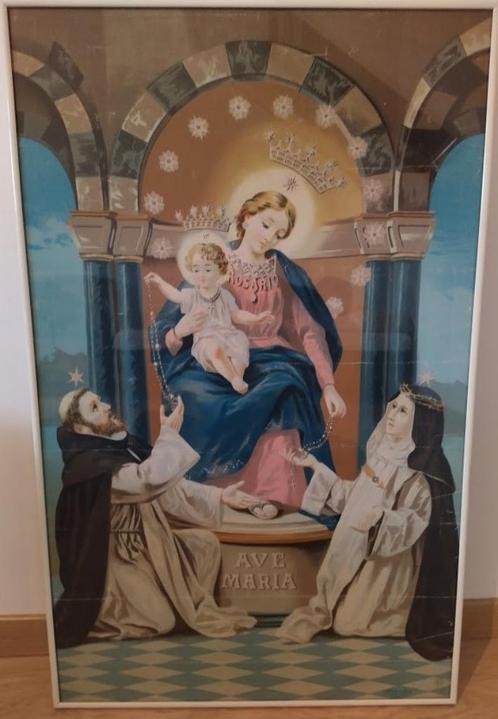 Madonna del Rosario Pompei van A.Borsari RAS, 80 x 50cm, Antiek en Kunst, Kunst | Schilderijen | Klassiek, Ophalen