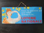 oud reclamebord nationale loterij nr. 5 32x13 cm, Verzamelen, Ophalen of Verzenden, Gebruikt, Reclamebord