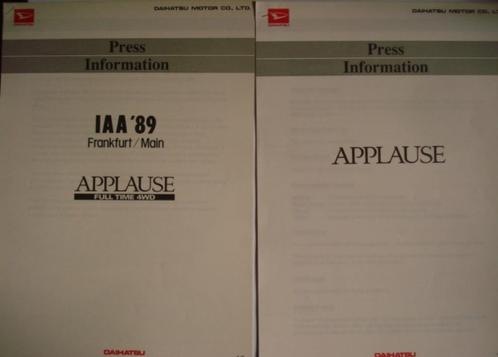 Daihatsu Applause/4WD 1989 information de presse LOT de 2, Livres, Autos | Brochures & Magazines, Utilisé, Toyota, Envoi