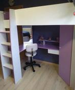 Hoogslaper paars met bureau, opbergkast en 2 spiegels, Ophalen, Zo goed als nieuw, Hoogslaper