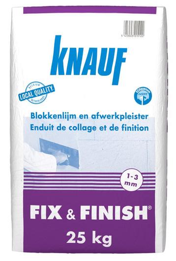 Knauf - Fix & Finish - blokkenlijm en afwerkpleister - 25kg, Enlèvement, Neuf