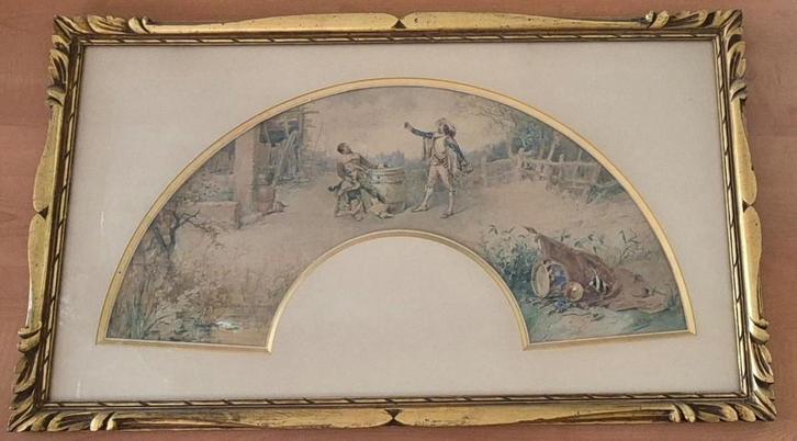 Tableau décoratif sous verre de l'artiste A.Orselli  XIXe, Antiek en Kunst, Antiek | Glaswerk en Kristal, Ophalen of Verzenden