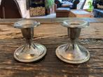 Set van 2 verzilverde kandelaars - vintage, Antiek en Kunst, Ophalen of Verzenden