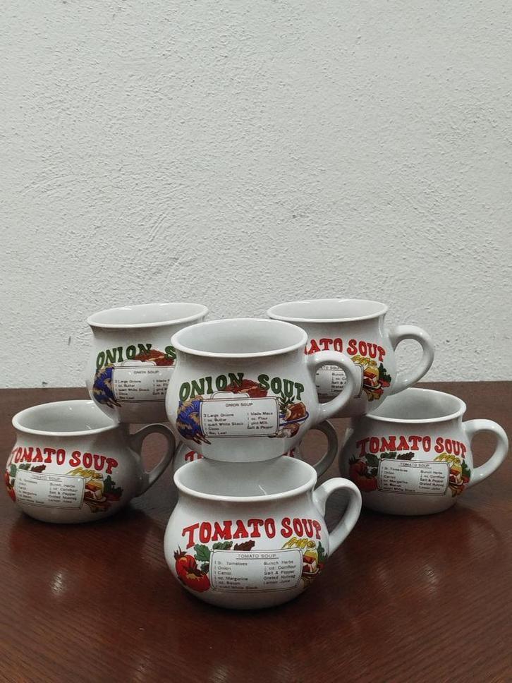 7 Vintage jaren ’70 soepkommen, Huis en Inrichting, Keuken | Servies, Zo goed als nieuw, Kom(men), Overige stijlen, Porselein