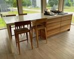 Keukeneiland in notelaar met silestone werkblad, Ophalen, 75 cm of meer, Nieuw, 200 cm of meer