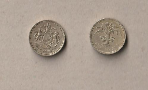 UK : 2 (gebruikte) munten van 1 pound (1983 en 1985), Postzegels en Munten, Munten | Europa | Niet-Euromunten, Setje, Ophalen of Verzenden