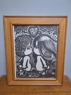 Massief eiken kader met glas, Huis en Inrichting, Ophalen, Gebruikt, 50 tot 75 cm, 50 tot 75 cm