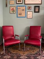 Vintage fauteuils - mid century - 2 stuks, Leer, Minder dan 75 cm, Mid century - jaren 70, 50 tot 75 cm