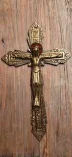 Art deco koperen kruisbeeld, Antiek en Kunst, Antiek | Religieuze voorwerpen, Ophalen of Verzenden
