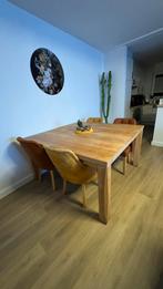 Eiken tafel 145x145cm met verlengstuk van 75 cm, Huis en Inrichting, Tafels | Eettafels, 200 cm of meer, 100 tot 150 cm, Eikenhout