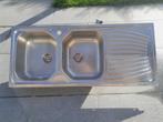 Franke Inox dubbele spoelbak keuken, Huis en Inrichting, Ophalen, Gebruikt, Minder dan 25 cm, Minder dan 100 cm
