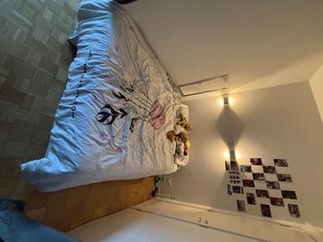 Lit 140x200 à vendre + matelas + sommier, Enlèvement, 200 cm, Blanc, Deux personnes