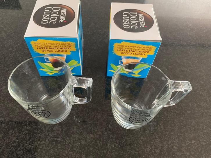 Nieuwe twee glazen Dolce Gusto tassen, Huis en Inrichting, Keuken | Servies, Nieuw, Kop(pen) en/of Schotel(s), Effen, Glas, Ophalen of Verzenden