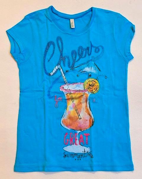 Lichtblauwe t-shirt van Benetton (maat XS / 4 - 5 jaar), Kinderen en Baby's, Kinderkleding | Maat 104, Zo goed als nieuw, Meisje