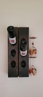 Wooden Mounted Wine Rack, 5 à 15 bouteilles, Comme neuf, Bois, Enlèvement