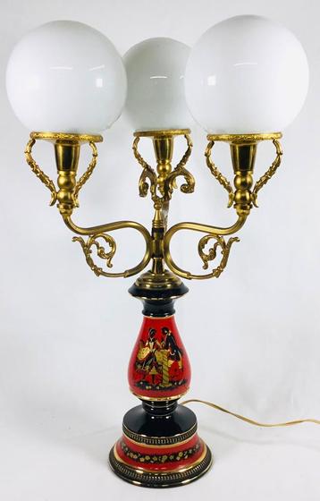 Vintage 3 armige keramieken Fiorentijnse lamp beschikbaar voor biedingen