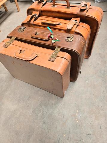 Valise vintage rétro, ensemble de valises en cuir  