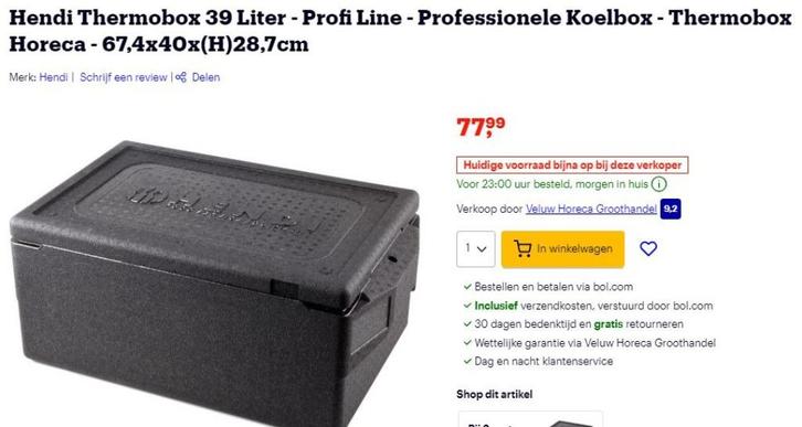 Hendi Thermobox 39 liter, Zakelijke goederen, Horeca | Food, Overige typen, Ophalen