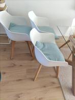 Set van 6 witte en houten stoelen, Vijf, Zes of meer stoelen, Wit, Zo goed als nieuw, Hout