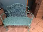 Très beau banc en fer forgé bleu turquoise style romantique, Jardin & Terrasse, Bancs de jardin, Enlèvement, Métal