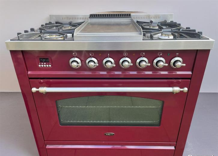 Luxe Boretti gasfornuis met grillplaat, Elektronische apparatuur, Fornuizen, Gebruikt, Vrijstaand, Gas, 5 kookzones of meer, 60 cm of meer