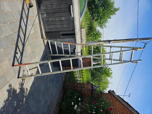 2 delige reformladder 2x11 treden, Doe-het-zelf en Bouw, Ladders en Trappen, Gebruikt, Ladder, 4 meter of meer, Opvouwbaar of Inschuifbaar