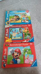3 puzzels 3x49 paw patrol, pokemon, mario, Ophalen, Zo goed als nieuw
