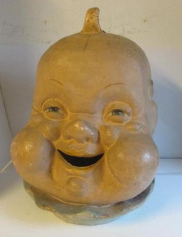 antiek papier mache masker baby  kermis circus carnaval