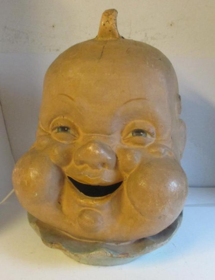 antiek papier mache masker baby  kermis circus carnaval, Antiek en Kunst, Curiosa en Brocante, Ophalen