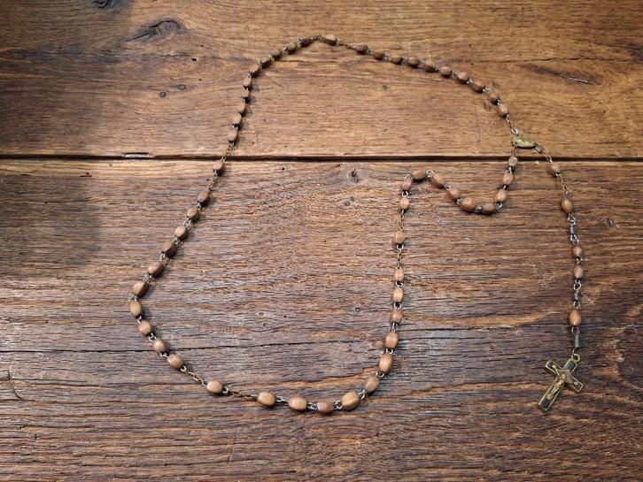 oude bruine houten paternoster, begin 1900, Antiek en Kunst, Antiek | Religieuze voorwerpen, Ophalen of Verzenden