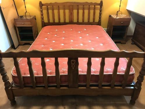 Massief houten bed van 1,40 m, Huis en Inrichting, Slaapkamer | Bedden, Gebruikt, 140 cm, 200 cm, Hout, Ophalen