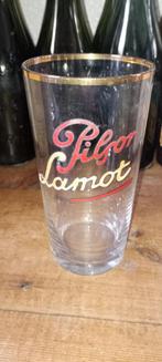 Brasserie bier antiek geëmailleerd glas Pilsor Lamot 33 cl, Verzamelen, Ophalen of Verzenden, Gebruikt, Glas of Glazen, Overige merken