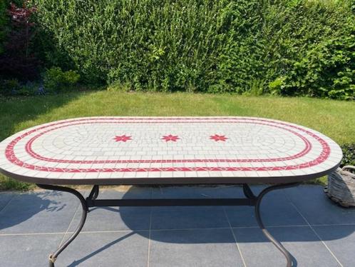 terras tafel Mosaique frans fabrikaat, Tuin en Terras, Tuintafels, Zo goed als nieuw, Ovaal, Overige materialen, Ophalen