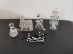 4 geblazen glas kerstfiguurtjes - kerk, engel, sneeuwman..., Ophalen of Verzenden, Zo goed als nieuw