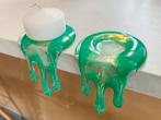 2 groene handgemaakte glazen kaarshouders, Ophalen