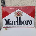 GEËMAILLEERD BORD MARLBORO FILTER CIGARETTES ORIGINAL FLAVOR, Ophalen of Verzenden, Zo goed als nieuw, Reclamebord