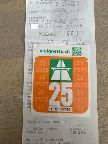 Vignet Zwitserland (ongebruikt wegenvignet)