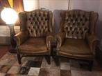 Chesterfield 2 identieke engelse oorfauteuils 80 jaar oud, Ophalen