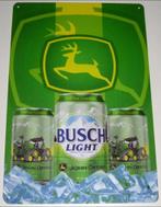 JOHN DEERE : Metalen Bord John Deere Bier - Busch Light, Verzamelen, Biermerken, Nieuw, Overige merken, Reclamebord, Plaat of Schild
