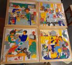 4 puzzels, EDUCO holland, 16 puzzelstukken, vintage, En bois, Comme neuf, 10 à 50 pièces, 4 à 6 ans
