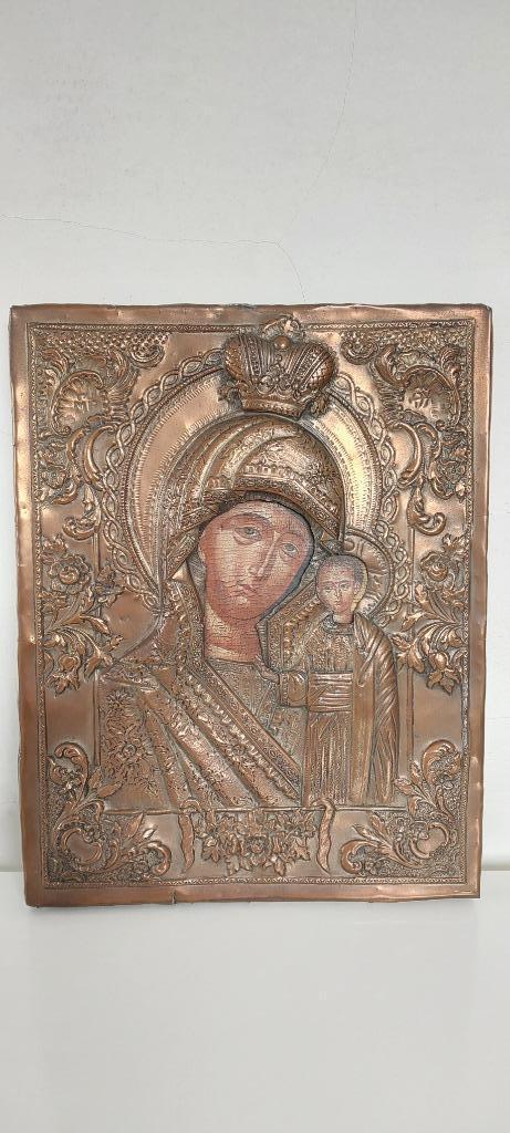 Origineel icoon Heilige Maria met kind, Verzamelen, Religie, Gebruikt, Christendom | Katholiek, Overige typen, Ophalen of Verzenden